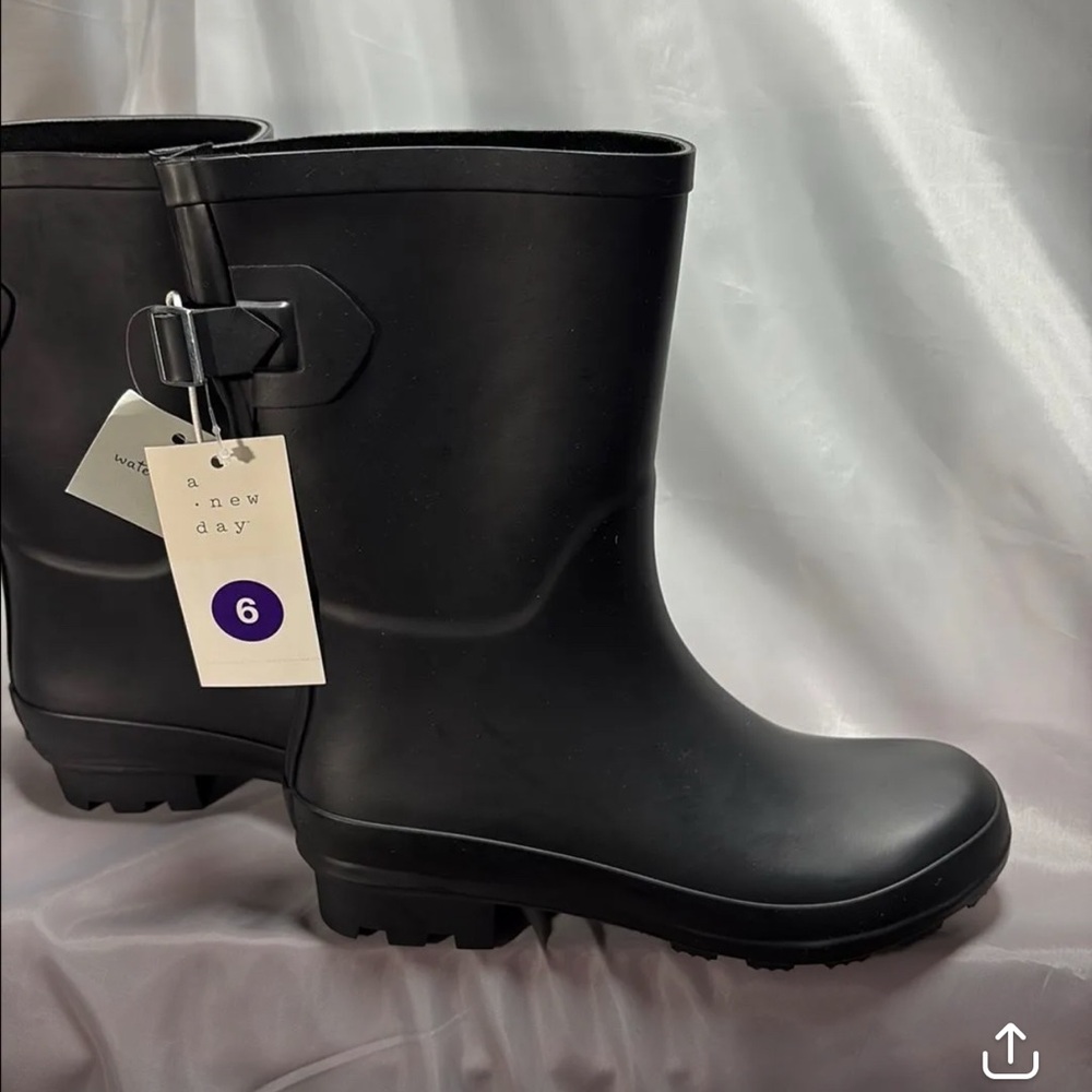 Women's Vicki Mid Calf Rain Boots - a New Day™ Black size 6